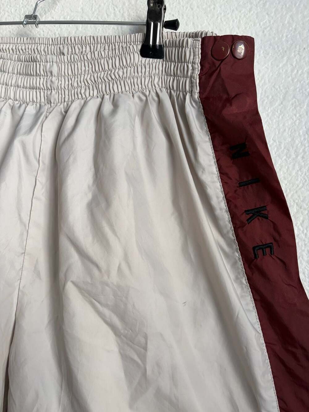 Vintage Nike Men's Tearaway Track Pants Cream Maroon